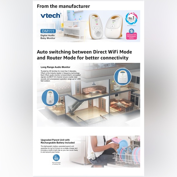 Vtech Digital Audio Baby Monitor DM111 brand new condition - Picture 14 of 14